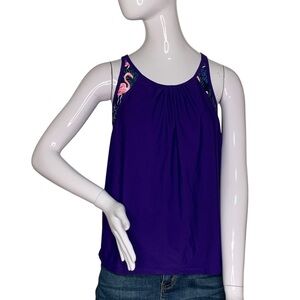 Yonique NWT Tankini Top with a Built in Flamingo Patterned Bra Size M